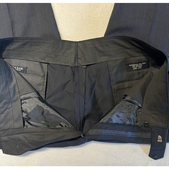 Jos A Bank 42L 36x30 Mens Navy Blue Pinstripe 2 Piece Suit Jacket Pants Set - Picture 13 of 16